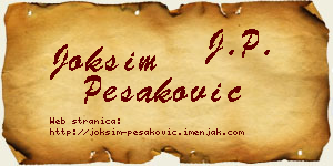 Joksim Pešaković vizit kartica